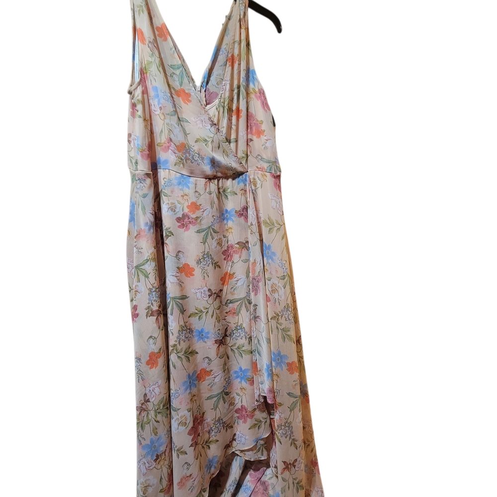 Calvin Klein Pink and Orange Asymmetrical Tiered Sundress
